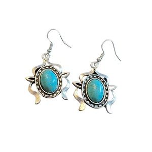 Turquoise and Silver Drop Earrings